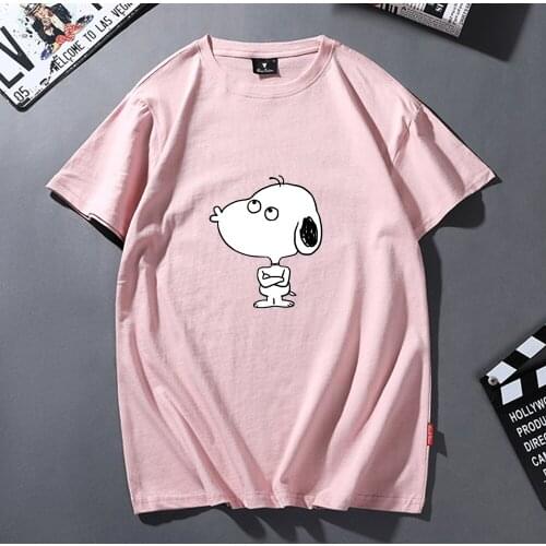 Fun Dog Print T Shirt Women 100% Cotton Casual Funny Cute T-shirt for Lady Korean Kawaii Top Tee Girl Harajuku Kpop Clothes