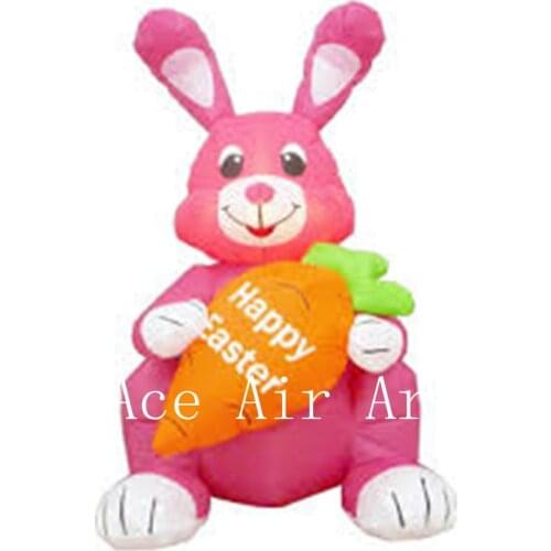 Wonderful air Inflatable sitting Rabbit with Happy Easter carro for decoration holiday events