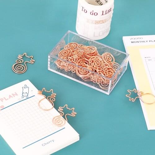 Rose Gold Cat Modeling Paperclip Cute Decoration Bookmark Paper Clip Clipe De Papel Cute Clip Planner Clips Rosegold Metal Clips