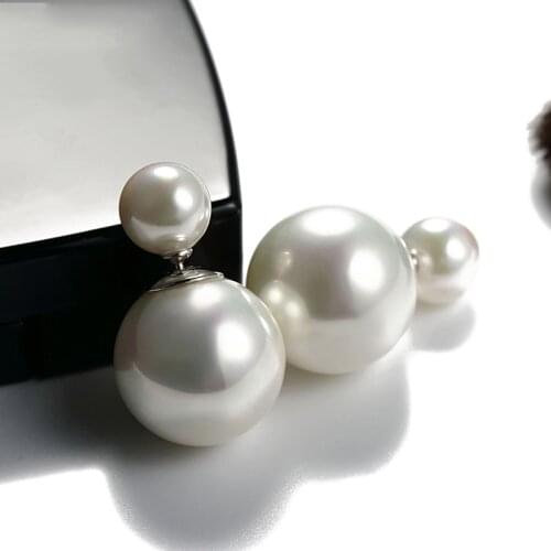 2021 New Fashion Paragraph Hot Selling Earrings Double Side Shining Pearl Stud Earrings Big Pearl Earrings For Women