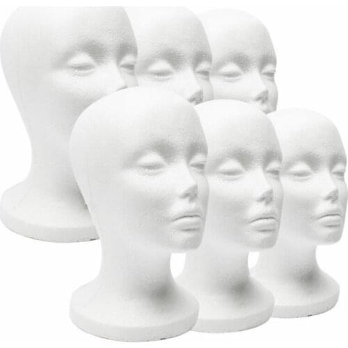 Female Styrofoam Mannequin Wig Glasses Hat Display Stand Popular Foam Head Model Storage Holders White Wig Stands hot sale