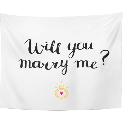 Will You Marry Me Marriage and Wedding Proposal Lettering Phrase Love Romantic Engagement Ring Tapestry Home Decor Wall Hanging