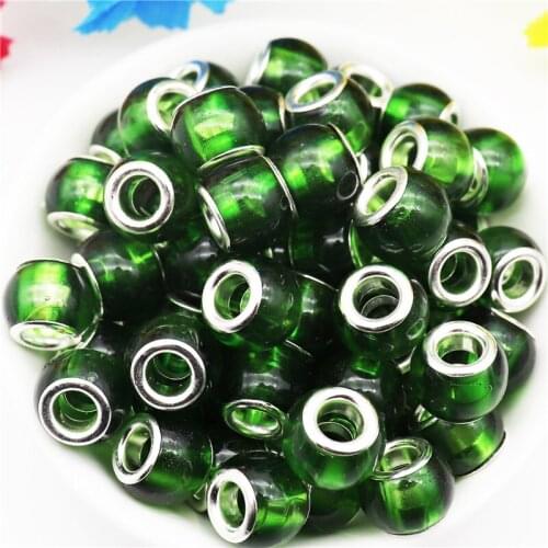 10Pcs 13mm Glass Murano Spacer Bead Large Hole Rondelle Spacer Beads fit European Bracelet Hair Beads Women for Jewelry Making