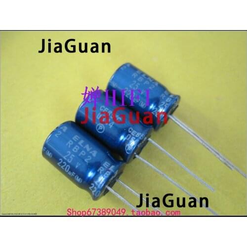 10PCS NEW ELNA RBP2 25V220UF 10X16MM blue robe 25v 220uf audio electrolytic capacitor R2B 220uF/25V BP 220uf 25v