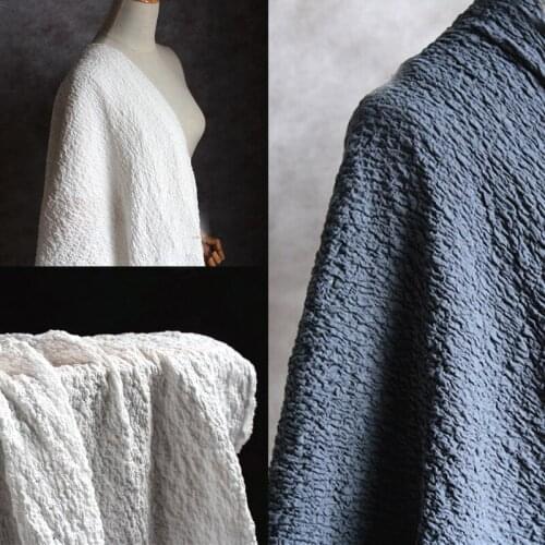 100x100cm White Navy Blue Cotton Texture Fabric Wrinkled Cotton Linen Material Stretched Autumn Winter DIY Designer Fabric