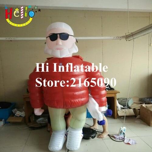 2 m high customized moving inflatable skateboarding man character costume
