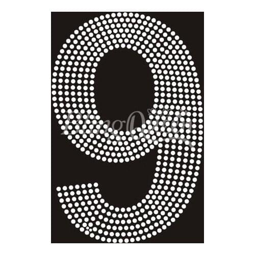 BlingQueen 25PCS/LOT Crystal Rhinestone Hot Fix Motifs Number Design