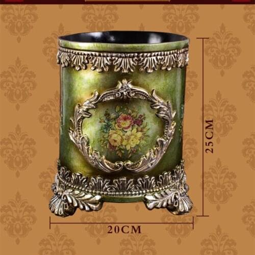 Household Living Room Trash Can Ashbin Retro American Storage Bucket Resin Waste Bins Trash Bin For Bedroom Indoor Ashcan