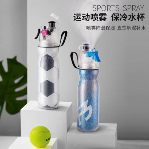 CAKA 590ml Sports Water Bottle Double Spray Cup Outdoor Riding Water Bottle Portable Ice Sports Spraying Water Bottle