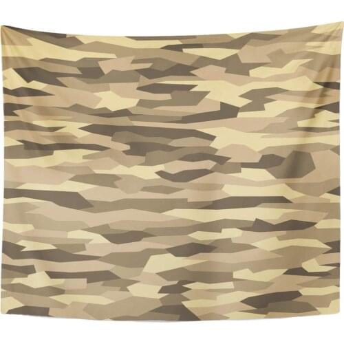 Color Brown Abstract Camouflage Geometric Camo with Monochrome Desert Beige Yellow Army Contemporary Tapestry Home Decor