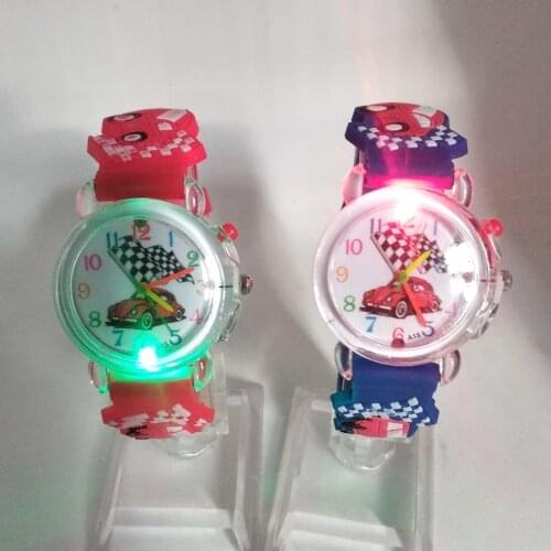 LED Flash Glow Color Light Source 3D Car Children Watches Child Electronic Watch for Boys Girls Kids Birthday Gift Student Clock