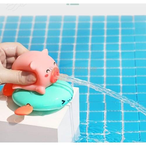 Bath Toys Cute Cartoon Animal Pull The Bath Toy Pig Classic Baby Water Toy Infant Swim Wound-up Chain Clockwork Kids Beach Toys