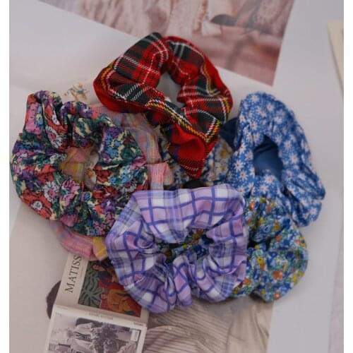 Jk Plaid Scrunchies Korean Style Square Fashion Hair Rubber Band Ponytail Holders Headdress Girls Women Fashion Hair Accesories