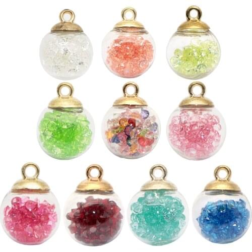 Colorful Transparent vial glass ball Charms Plastic sequins pendant Earring Jewelry Making DIY Necklace,10Yc19531