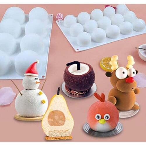 Round Ball Shaped Silicone Cake Mold Mousse Cheese Jelly Pudding Molds Dessert Muffin Candy Baking Pan Cakes Decorating Supplies