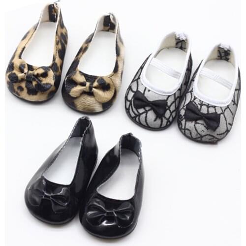 7*3.5cm Doll Shoes with Bow for 18-Inch Girl Dolls and 43cm Baby Dolls Toy Shoes Accessories Best Gift for Kids
