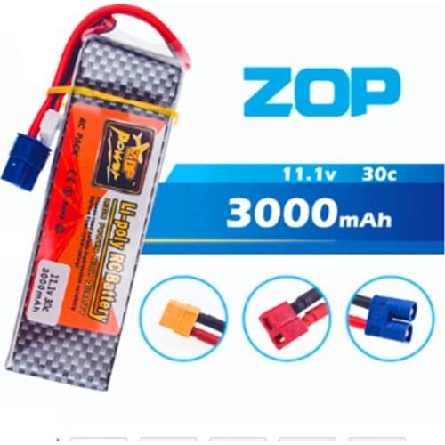 11.1V 3S 3000 mAh Lipo Battery 30C EC3 XT60 T Plug Zop Power Polymer Lithium for Blade 350QX/450 RC Helicoper Drone Batteries