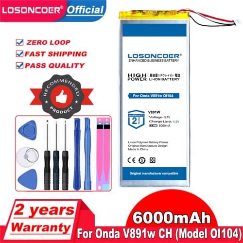 LOSONCOER 6000mAh For Onda V891w CH (Model OI104) 5 lines Tablet Substitution Battery High Capacity