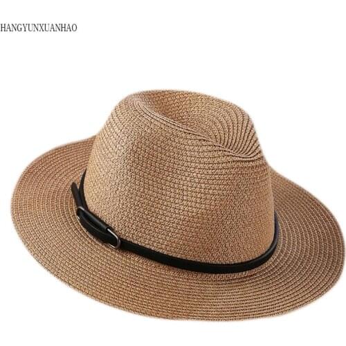 HANGYUNXUANHAO Fashion Panama Hat Summer Sun Hats for Women Man Beach Straw Hat for Men UV Protection Cap chapeau femme 2019