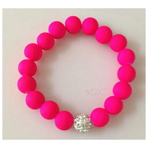 Can Choose Color New Red sdoS Neon Fluorescence Candy Color Beads Disco crystal Bracelet Ball Stand Stretch Bracelets