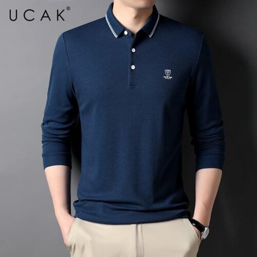 UCAK Brand Classic Casual Cotton Turn-down Collar T Shirt Men Clothes Autumn New Arrivals Streetwear Long Sleeve T-Shirts U5687