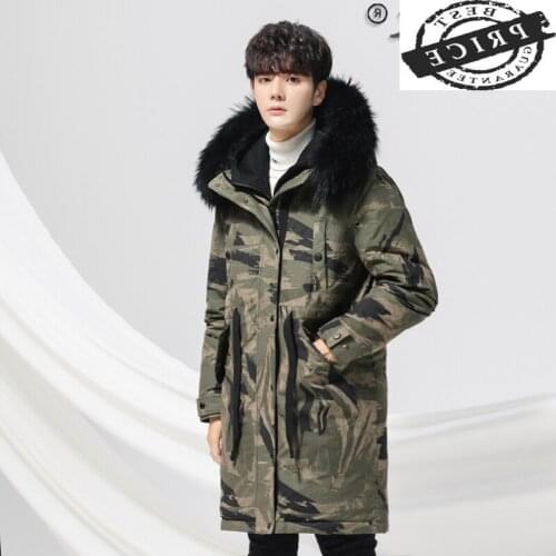 Mens Down Winter Jacket Men Clothes 2021 Streetwear Plus Size Camouflage White Duck Down Coat Male Fur Hooded Pakas12003