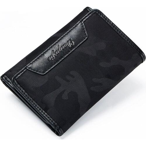 Mens Leather Wallet Fashion Casual Ladies Wallet Tri-fold Clutch Bag Canvas Leather Wallet Coin Purse