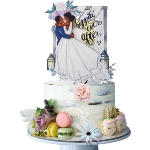 New 3D Colored Wedding Cake Topper Acrylic Rose gold Mrs & Mr wedding Party Cake Toppers for Valentines Day gift Decorations