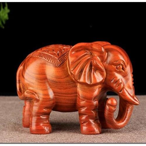 Rosewood Elephant Figurines Natural Wood Craft Carving Without Splicing Mini Animals Lucky Home Desktop Decor Gift to Friends