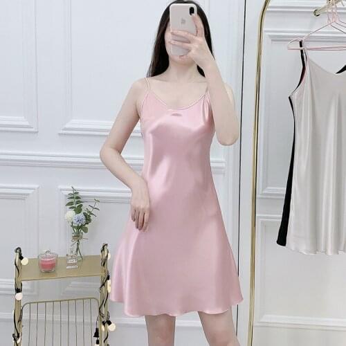 Adjuvant shang Sexy Pajamas Female Summer Thin Section Korean-style Viscose Solid Color Small Bust Backless Slip Nightdress YAO