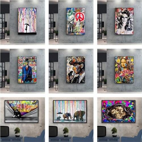 Banksy Poster Graffiti Wall Art Canvas Painting Posters and Prints Abstract Wall Pictures for Living Room Restaurant Decoration