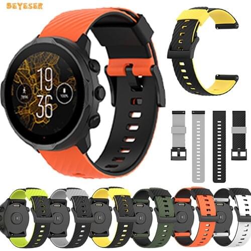 24mm Silicone Watch Strap For Suunto 9/Baro Smartwatch Replacement Wristband For Suunto 7 Replacement Watchband Bracelet Belt