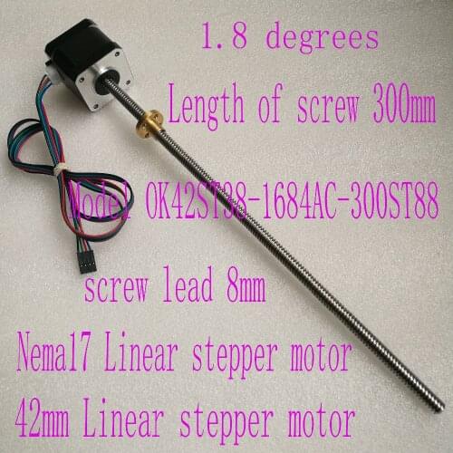 Nema 17 Screw stepper motor OK42ST38-1684AC-300ST88 with Copper nut lead 8mm for 3D printer Z axis long screw 300mm