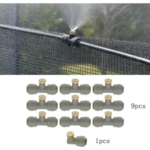 10 Pcs 1/4" Tube Low Pressure Nozzle Slip Lok (Quick Connect) 10/24 Misting Nozzle with Tees Pipe Fittings Plastic