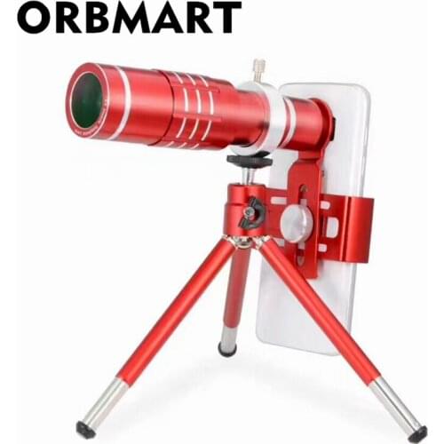 ORBMART Chinese Red 18x Universal Clip Zoom Optical Telescope Magnification For iPhone 6 6s Plus 7 Samsung S8 S8+ S7 Phone Lens