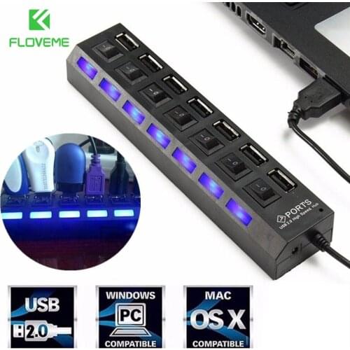 USB 2.0 HUB 2.0 HUB Multi USB Splitter 4/7 Port Expander Multiple USB 2 Hab Use Power Adapter USB2.0 Hub with Switch For PC