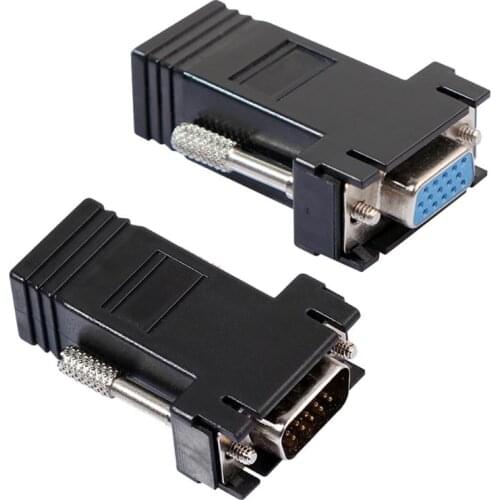 VGA Extender Connector Plug Female/Male to Lan Cat5 Cat5e/6 RJ45 Ethernet Female Adapter Converter Connector Plugs for Computer
