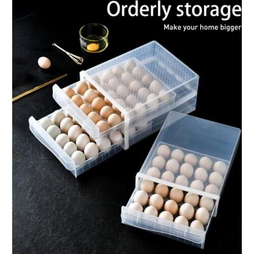 60 Grid Large Capacity Egg Holder Home Refrigerator Egg Fresh Storage Box Kitchen Fridge Multi-Layer Egg Organizers Container