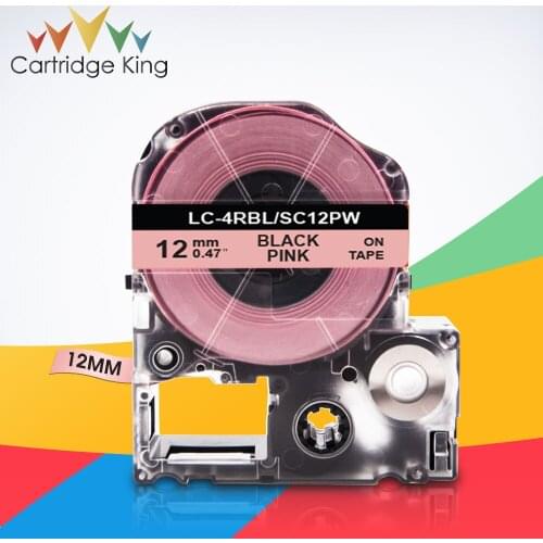 Label Tape SC12PW LC-4RBL Black on Pink 12mm Ribbon for Epson LabelWorks LW-300 LW-300L LW-C410 King Jim TepraPro Label Maker