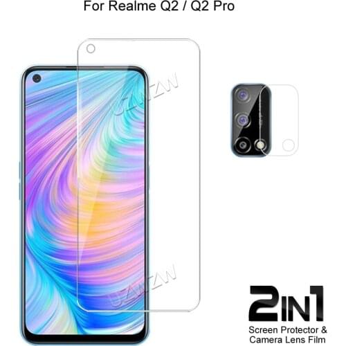 2 in 1 For Realme Q2 Pro / Q2 Camera Lens Film & Screen Protector Guard Protective HD Tempered Glass Explosion Proof Anti-Shock