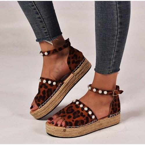 Pearl Platform Wedges Sandals For Women Weave Female Causal High Heels Open Toe Comfort Fish Mouth zapatos de mujer