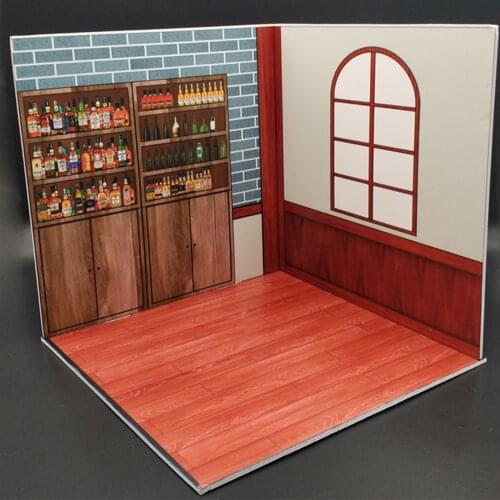 1/12 Soldier Doll House Bar Restaurant Wine Cabinet Scene Accessories
