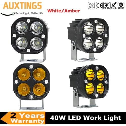 1/2PCS 40W LED Work Light Spot Wihte Amber Lamp For 4x4 Offroad ATV Truck Boat UTV Car