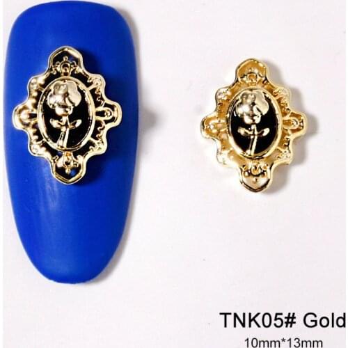 10pcs TNK05 Gold Rose Flower Alloy Zircon Nail Art Crystals Rhinestone Jewelry Nails Accessories Supplies Decorations Charms