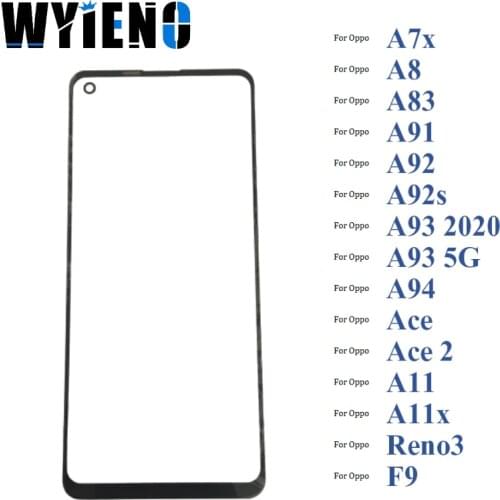 Wyieno Black Digitizer LCD Sensor Glass Panel For Oppo A7x F9 A8 A11 A11X A83 A91 Reno 3 Ace 2 Touch Screen Glass lens 10pcs/lot