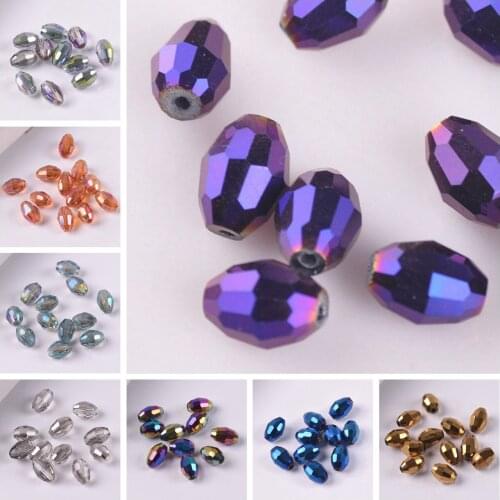 2# Oval Shape Faceted 8x6mm 10x8mm Crystal Glass Loose Spacer Beads Wholesale Lot for Jewelry Making DIY Crafts Findings