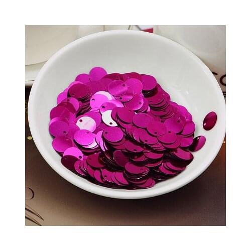 360pcs Large Round Sequins 20mm PVC Sequin Flat Round Paillette Hologram Sequins Decoration With Side Hole Rose Red Confetti