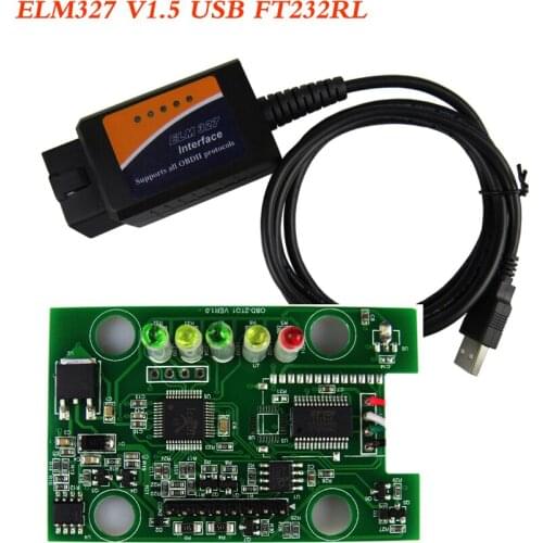Hot Best ELM327 USB OBD2 Interface Car Diagnostic Tool FT232RL Chip ELM327 V1.5 ELM 327 USB OBD 2 Scanner For PC Free Shipping