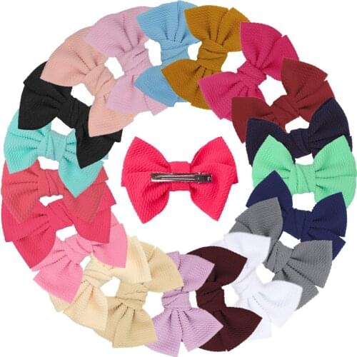 20pcs/set Girls Big Bows Velvet Hairbow 5.5 Inch Bow WITH/WITHOUT Clips Women Sweet Hair Accessories Children Headwear