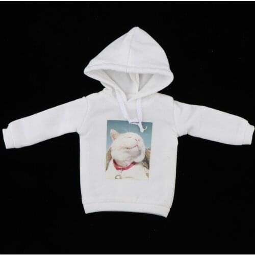 White Casual Cat Printing Girl Doll Clothes Long Sleeve Hoodie T-shirt for Blythe Azone Licca 1/6 Dolls Accessories